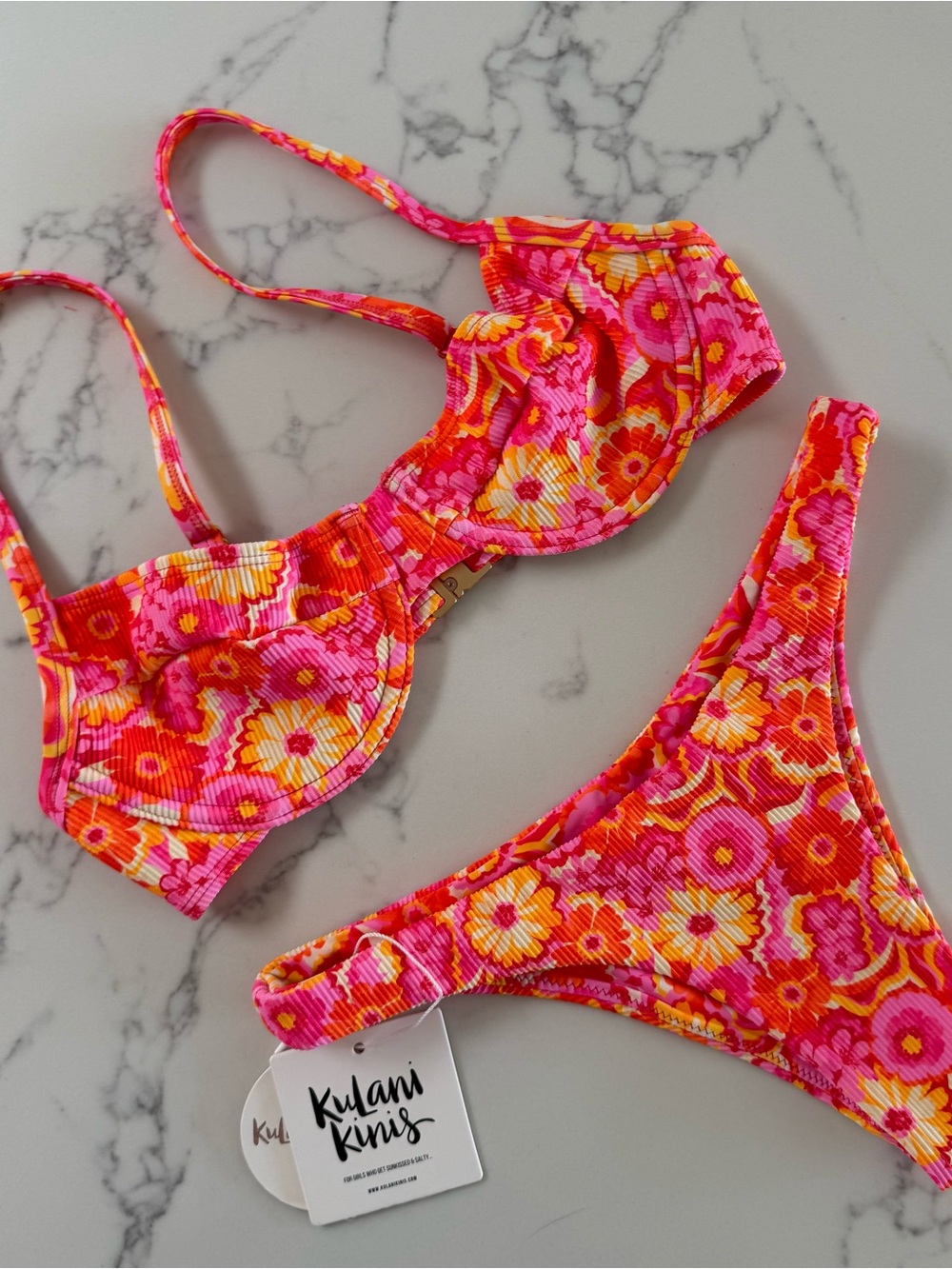 Kulani Kinis Underwire Top & Cheeky Bottom Bikini SET- Sugar Rush - Size Small